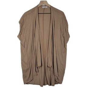 Michael Stars Open‎ Front Jersey Knit Top OSFM Tan Sleeveless Cocoon
